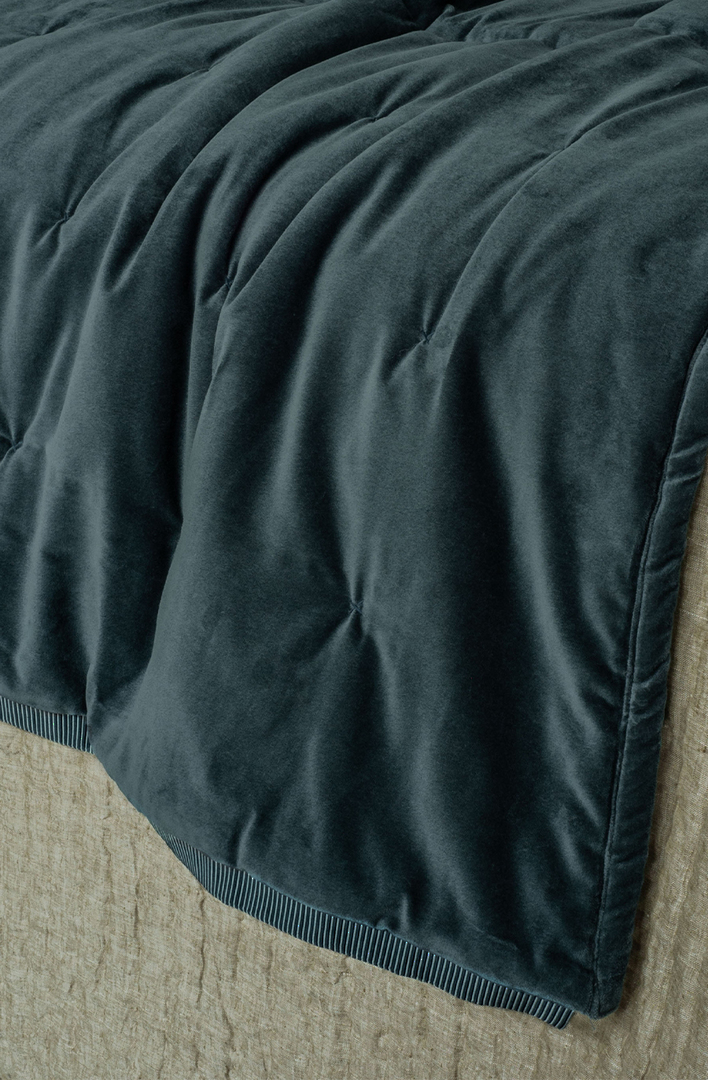 Bianca Lorenne Riga Prussian Blue Comforter | Luxury Velvet Comforter NZ image 1